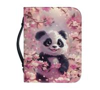 Ceudet Couverture de la Bible pour femme Grande capacité Sac quotidien Étui pour livre d'église Écriture Protecteur Cadeaux de vacances, Cute Panda Cherry Blossoms, XXLarge