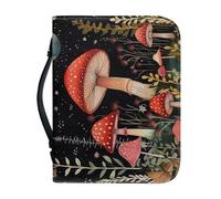 Ceudet Couverture de la Bible pour femme Grande capacité Sac quotidien Étui pour livre d'église Écriture Protecteur Cadeaux de vacances, Champignons rouges Nuit étoilée, L