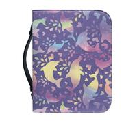 Ceudet Couverture de la Bible pour femme Grande capacité Sac quotidien Étui pour livre d'église Écriture Protecteur Cadeaux de vacances, Purple Fantasy Dauphin, M