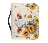 Ceudet Couverture de la Bible pour femme Grande capacité Sac quotidien Étui pour livre d'église Écriture Protecteur Cadeaux de vacances, Vache tournesol papillon marguerite, X-Large