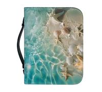 Ceudet Couverture de la Bible pour femme Grande capacité Sac quotidien Étui pour livre d'église Écriture Protecteur Cadeaux de vacances, Étoile de mer et coquillage, M
