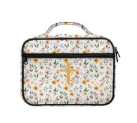 Ceudet Étui à livres pour Bible occidentale Sac fourre-tout Organiseur de la Bible, Croix et fleurs 02, Taille unique