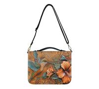 Ceudet Étui bible imprimé lion en 3D avec rangement pour stylos, étui en cuir pour femmes et filles, sac de transport pour la Bible, noir, taille XL, Colibri Hibiscus - Orange, L