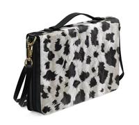Ceudet Étui bible imprimé lion en 3D avec rangement pour stylos, étui en cuir pour femmes et filles, sac de transport pour la Bible, noir, taille XL, Imprimé vache blanc et noir, XXL