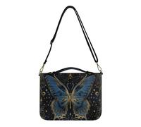 Ceudet Étui bible imprimé lion en 3D avec rangement pour stylos, étui en cuir pour femmes et filles, sac de transport pour la Bible, noir, taille XL, Papillon - Bleu et Noir, M
