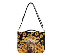 Ceudet Étui bible imprimé lion en 3D avec rangement pour stylos, étui en cuir pour femmes et filles, sac de transport pour la Bible, noir, taille XL, Sunflowers Highland Bovins Noir/jaune, M