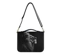 Ceudet Étui bible imprimé lion en 3D avec rangement pour stylos, étui en cuir pour femmes et filles, sac de transport pour la Bible, noir, taille XL, Lion 3D - Noir, XXL