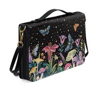 Ceudet Étui bible imprimé lion en 3D avec rangement pour stylos, étui en cuir pour femmes et filles, sac de transport pour la Bible, noir, taille XL, Fleur Papillon Noir, M