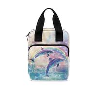 Ceudet Étui de Bible avec marque-page pour homme et femme avec poche zippée, Dauphin arc-en-ciel, Taille unique