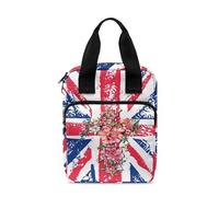 Ceudet Étui de Bible avec marque-page pour homme et femme avec poche zippée, Drapeau du Royaume-Uni Fleur Croix, Taille unique