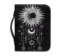Ceudet Étui de bible en cuir avec une housse de bible en cuir avec poignée et fermeture éclair pour études de la Bible, cadeaux catholiques, Le soleil et la lune, M