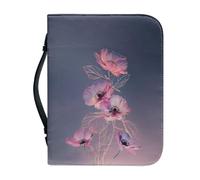 Ceudet Étui de bible en cuir avec une housse de bible en cuir avec poignée et fermeture éclair pour études de la Bible, cadeaux catholiques, Fleurs roses 3, L
