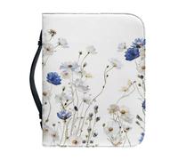 Ceudet Étui de bible en cuir avec une housse de bible en cuir avec poignée et fermeture éclair pour études de la Bible, cadeaux catholiques, fleurs, L