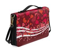 Ceudet Étui de bible en cuir pour femmes et hommes avec poches pour enfants, Red Love, xx-large