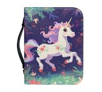 Ceudet Étui de bible en cuir pour filles, sac fourre-tout avec poignée sur le dessus, étui de transport pour l'église, chat mignon, taille L, licorne, x-large