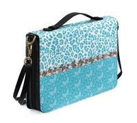 Ceudet Étui de bible en cuir pour homme et femme avec poches, Pois d'animaux bleus, M