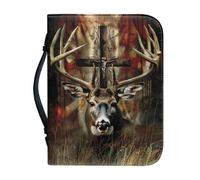 Ceudet Étui de bible imprimé hibou bleu pour homme et femme - Housse de bible avec poignée imperméable et fermeture éclair, Cerf gothique et croix, xx-large