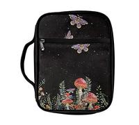 Ceudet Étui de bible imprimé papillon nuit étoilée pour homme et femme avec un marque-page avec poches et fermeture éclair pour étude, Papillon champignon, Taille unique