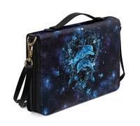 Ceudet Étui de bible occidental pour homme et femme avec poches - Housse de protection de la Bible en cuir pour homme et femme - Taille L, Dauphins bleus, M