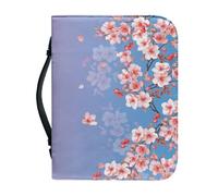 Ceudet Étui de bible pour femmes et hommes - Grand étui de Bible en cuir pour homme et femme - Avec poches, Fleurs de cerisier bleues, xx-large