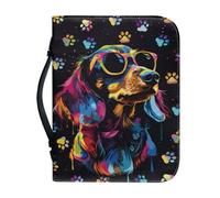 Ceudet Étui de bible vert avec poignée, « The Ais My Song » - Rangement pour stylos - En cuir synthétique - Imperméable - Multifonctionnel - Durable - 2XL, Patte de chien teckel dégradé, L