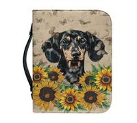 Ceudet Étui de bible vert avec poignée, « The Ais My Song » - Rangement pour stylos - En cuir synthétique - Imperméable - Multifonctionnel - Durable - 2XL, Teckel - Tournesol, L