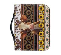 Ceudet Étui de bible vert avec poignée, « The Ais My Song » - Rangement pour stylos - En cuir synthétique - Imperméable - Multifonctionnel - Durable - 2XL, American Tribal Navajo Tournesol Bovins