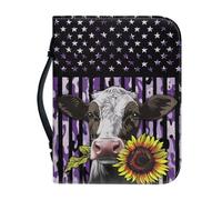Ceudet Étui de bible vert avec poignée, « The Ais My Song » - Rangement pour stylos - En cuir synthétique - Imperméable - Multifonctionnel - Durable - 2XL, Vache Tournesol Camouflage Violet, x-large