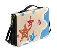 Ceudet Étui de protection en cuir pour femme et homme - Accessoires de la Bible - Sac fourre-tout - Couverture rigide, Étoile de mer et coquillage01, M