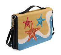 Ceudet Étui de protection en cuir pour femme et homme - Accessoires de la Bible - Sac fourre-tout - Couverture rigide, Étoiles de mer rouges et bleues, M