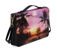 Ceudet Étui de protection en cuir pour femme et homme - Accessoires de la Bible - Sac fourre-tout - Couverture rigide, Vue au coucher du soleil., x-large