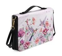 Ceudet Étui de protection en cuir synthétique pour la Bible d'église, hibiscus, fleur, tortue, livre de transport avec bandoulière, protection des écritures pour homme et femme, taille L, Colibri