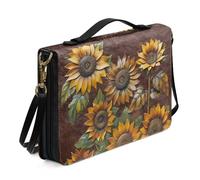 Ceudet Étui de protection papillon pour femme, sac de transport en cuir avec bandoulière et poignée pour la Bible, bleu, taille XL, Tournesol marron et jaune, M