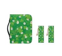 Ceudet Étui de transport de la Bible en cuir synthétique pour femme avec marque-pages pour filles, sac fourre-tout pratique pour la Bible, Marguerite d'herbe porte-bonheur de St Patrick,