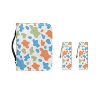 Ceudet Étui de transport de la Bible en cuir synthétique pour femme avec marque-pages pour filles, sac fourre-tout pratique pour la Bible, Vache colorée., 2XL-12"x9"x2.4"