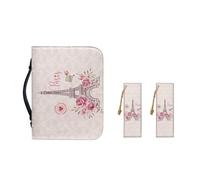 Ceudet Étui de transport de la Bible en cuir synthétique pour femme avec marque-pages pour filles, sac fourre-tout pratique pour la Bible, Love in Paris, 2XL-12"x9"x2.4"