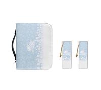 Ceudet Étui de transport de la Bible en cuir synthétique pour femme avec marque-pages pour filles, sac fourre-tout pratique pour la Bible, Découpe de papier lapin bleu, M-9.2"x6.3"x1.6"