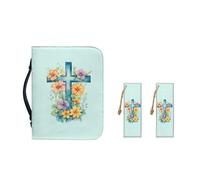 Ceudet Étui de transport en cuir synthétique avec marque-pages pour femme et fille, Croix de Pâques Fleur, 2XL-12"x9"x2.4"