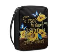 Ceudet Étui de transport multi-usage pour femme avec motif croix de tournesol, protection de marque-page de la Bible, grande taille, Fleur Papillon., Taille unique