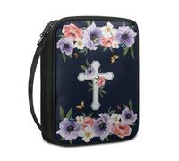 Ceudet Étui de transport multi-usage pour femme avec motif croix de tournesol, protection de marque-page de la Bible, grande taille, Croix de fleurs, Taille unique