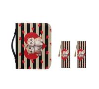 Ceudet Étui de transport pour femme avec marque-page en cuir synthétique et emplacements pour stylos Motif Saint Patrick Vert, Valentine Love Cat, XL-11.2"x8"x2.2"