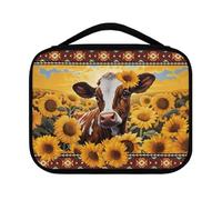 Ceudet Grand sac bible avec poches et poignée pour eau de feu - Étui de transport à fermeture éclair pour femme - Durable et portable - Accessoires bibliques d'église, Vache Tournesol Orange, Taille