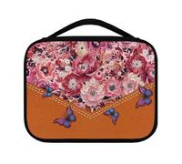 Ceudet Grand sac bible avec poches et poignée pour eau de feu - Étui de transport à fermeture éclair pour femme - Durable et portable - Accessoires bibliques d'église, Fleur papillon orange et rose,