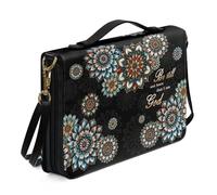Ceudet Grande housse de bible avec bandoulière - Étui en cuir pour la Bible - Sac d'église portable - Cadeau pour chrétien, Fleur Mandala Boho - Multicolore, L