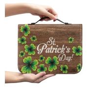 Ceudet Green Leaves Étui de protection pour la Bible pour la Saint-Patrick avec marque-page Sac d'église Grand livre Protecteur de la Bible pour homme et femme, Feuilles vertes., L