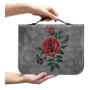 Ceudet Green Leaves Étui de protection pour la Bible pour la Saint-Patrick avec marque-page Sac d'église Grand livre Protecteur de la Bible pour homme et femme, Rose rouge., M