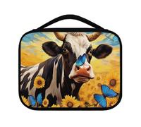 Ceudet Housse de Bible aquarelle A pour femme avec poches, sac fourre-tout léger et durable et multi-usage, organiseur de fournitures de bible, noir, Vache tournesol jaune et marron, Taille unique