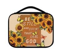 Ceudet Housse de Bible aquarelle A pour femme avec poches, sac fourre-tout léger et durable et multi-usage, organiseur de fournitures de bible, noir, Papillon tournesol avec verset jaune, Taille