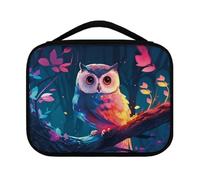 Ceudet Housse de Bible aquarelle A pour femme avec poches, sac fourre-tout léger et durable et multi-usage, organiseur de fournitures de bible, noir, Dessin animé hibou bleu et fuchsia, Taille unique