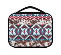 Ceudet Housse de Bible aquarelle A pour femme avec poches, sac fourre-tout léger et durable et multi-usage, organiseur de fournitures de bible, noir, Imprimé vache aztèque rouge et bleu, Taille unique